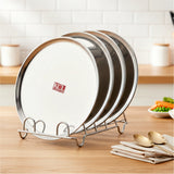 KCL Stainless Steel Heavy Gauge Dinner Plate Set of 6 | 3 Dinner Plates (29 cm) & 3 Quarter Plates (21 cm) | Mirror Finish | Food-Grade Steel | Durable & Rust Resistant.