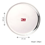 KCL Stainless Steel Heavy Gauge Dinner Plate Set of 6 | 3 Dinner Plates (29 cm) & 3 Quarter Plates (21 cm) | Mirror Finish | Food-Grade Steel | Durable & Rust Resistant.