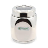 Coconut Stainless Steel Square Container with C-thru Lid - Heavy Gauge, Joinless, Mirror Finish, Food safe, Container for Storage / Deep Dabba / Vertical Canister / Multipurpose storage box, Model - E19 Square Canister C-thru