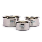 Coconut Stainless Steel Matt Finish Handi For Cook n Serve - Set of 3 - 1500ML, 1000ML, 700ML