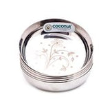 Coconut Stainless Steel Halwa Plate (Pack Of 6), Size - 11cm, Heavy Gauge, Mirror Finish, Model-H11 Laser Apple Halwa, Serving Plate for Chaat, Namkeen, Halwa, Snacks, Dessert