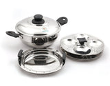 Coconut Stainless Steel Multipurpose Steamer -Idli Steamer with dhokla Plate, Heavy Gauge, Thick bottom, Mirror finish, Induction and Gas Stove Based, Sandwich Bottom / Triply Bottom, Model - Multipurpose (8 idli) Steamer with Plate and SS Lid