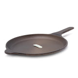 Coconut cast iron dosa tawa - pre seasoned with 100% vegetable oil with natural oven heated golden finidh, food grade , Single handle , smooth surface ready to use, 29cm
