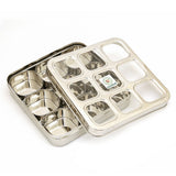 Coconut Stainless Steel Square Masala Box - Square Cubic See thru Lid, 9 Partition Masala Dadda, Dry fruit box / Spice Box / Masala box / Store Organizer / Masala Dhani / Chamak / Masala Dadda with Containers / Condiment Box, Model - MB6 Dice