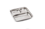 Coconut Stainless Steel Pav Bhaji Plate - Pack of 2, Heavy Gauge, Mirror finish, Durable, Partition Plate / Pav Bhaji Plate / Serving Plate /Lunch / Dinner / Bhojan / Compartment Plate, Model- Pav Bhaji Plate