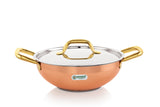 Coconut Stainless Steel Hammered Design Kadai With SS Lid Capsulated Bottom, Hot Box/Casserole and Hard Anodized Urli - Pack of 3 - 1000ML, 1500ML,2000ml