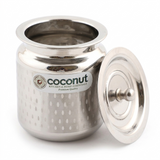 Coconut Stainless Steel Shower Design Ghee Pot with Lid (GP-05) | Heavy Gauge Mirror Finish Ghee Dhani, Oil Dispenser, Ghee Storage Container, Pickle Jar & Multipurpose Bharani for Kitchen & Dining Use | 1 Piece.