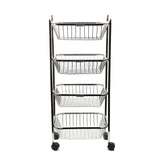 Coconut Stainless Steel - 4 Layer Fruit & Vegetable Kitchen Trolley with Wheels | Fruit & Vegetable Basket | Stand for Kitchen | Trolley | Must Have Product in Kitchen | Mirror Finish | Heavy Gauge | Model - Y9 Rectangle Pluto Trolley (with Fitting)