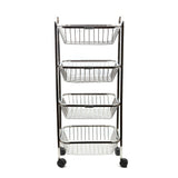 Coconut Stainless Steel - 4 Layer Fruit & Vegetable Kitchen Trolley with Wheels | Fruit & Vegetable Basket | Stand for Kitchen | Trolley | Must Have Product in Kitchen | Mirror Finish | Heavy Gauge | Model - Y9 Rectangle Pluto Trolley (with Fitting)