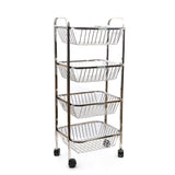 Coconut Stainless Steel - 4 Layer Fruit & Vegetable Kitchen Trolley with Wheels | Fruit & Vegetable Basket | Stand for Kitchen | Trolley | Must Have Product in Kitchen | Mirror Finish | Heavy Gauge | Model - Y9 Rectangle Pluto Trolley (with Fitting)